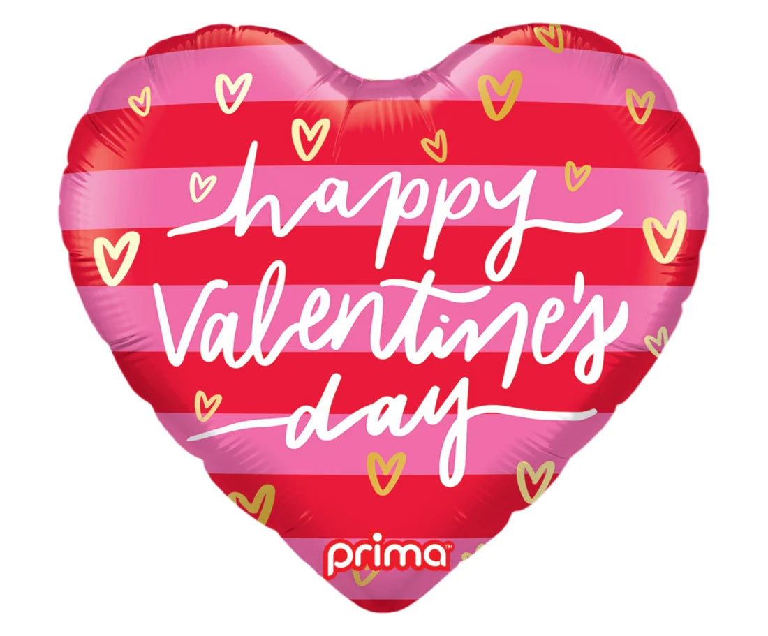 Heart Valentine Pink & Red Stripes - 18"