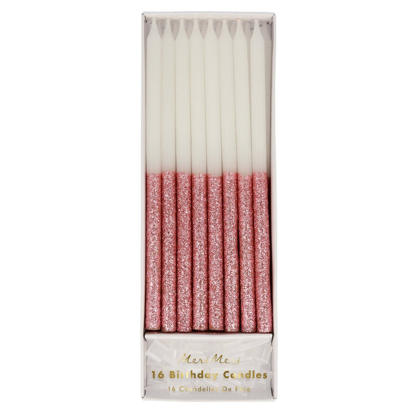 Dusky Pink Glitter Dipped Candles