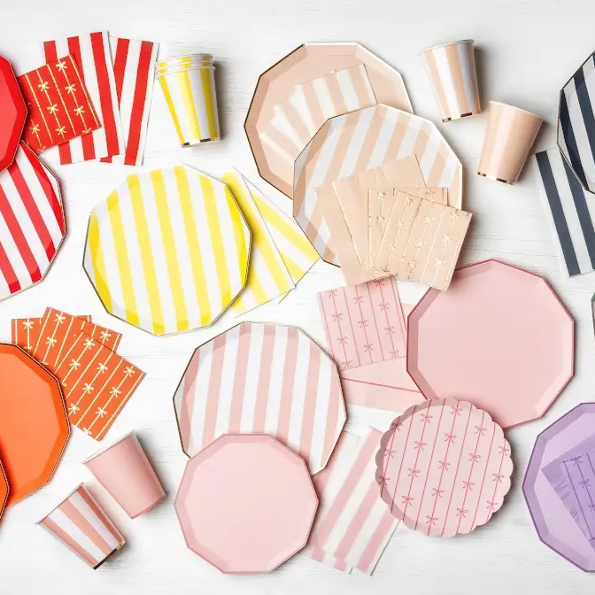 Petal Pink Cabana Stripe Cups