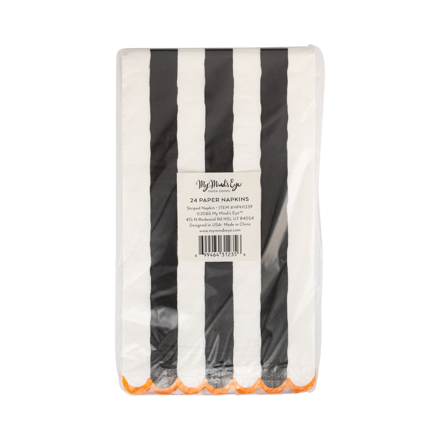 Black and Cream Striped Dinner Napkin