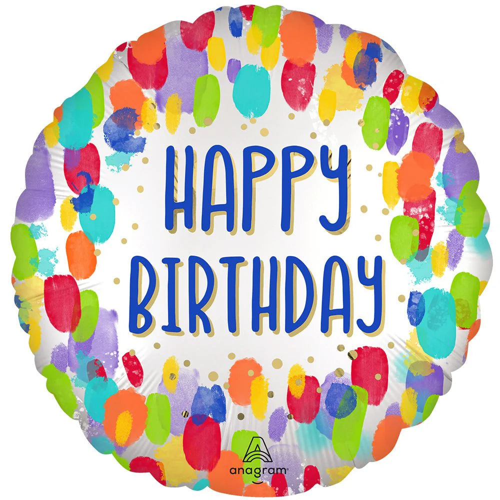 Painterly Dots Birthday Balloon - 18"