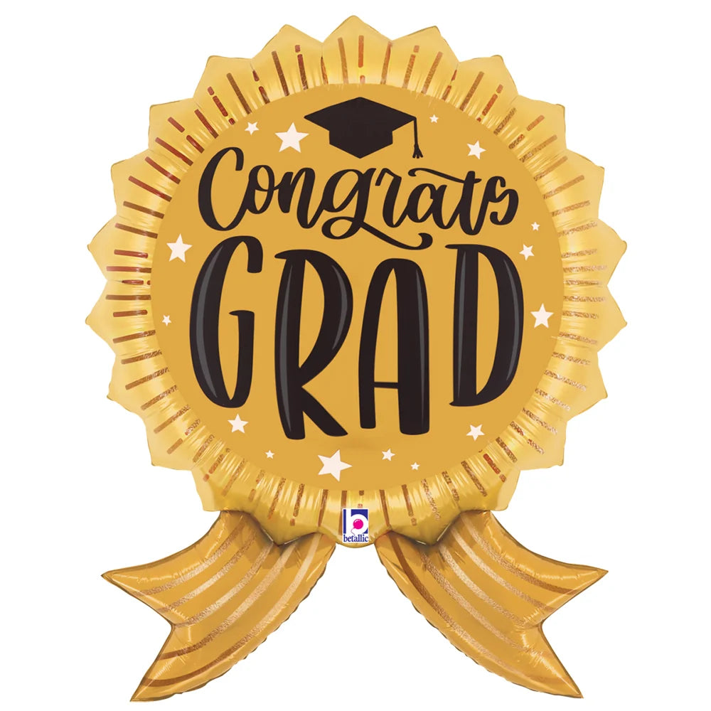 Congrats Grad Gold Ribbon Balloon - 35"