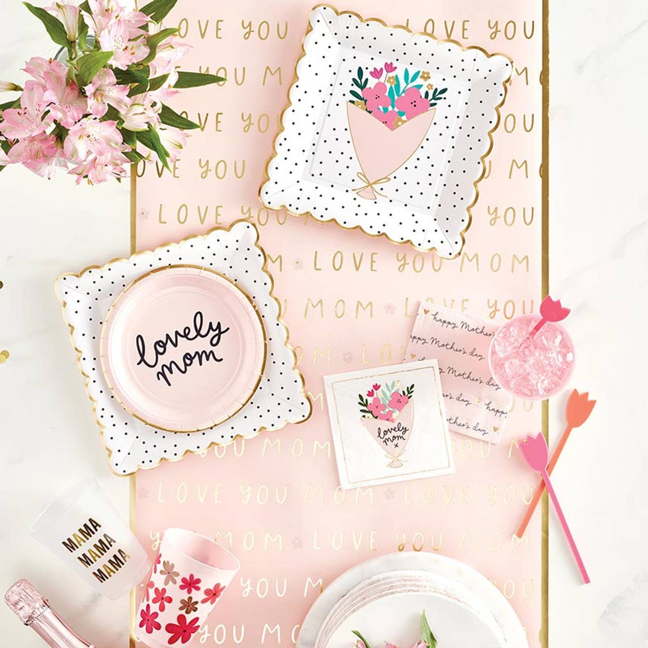 Floral Foil Scalloped Plates