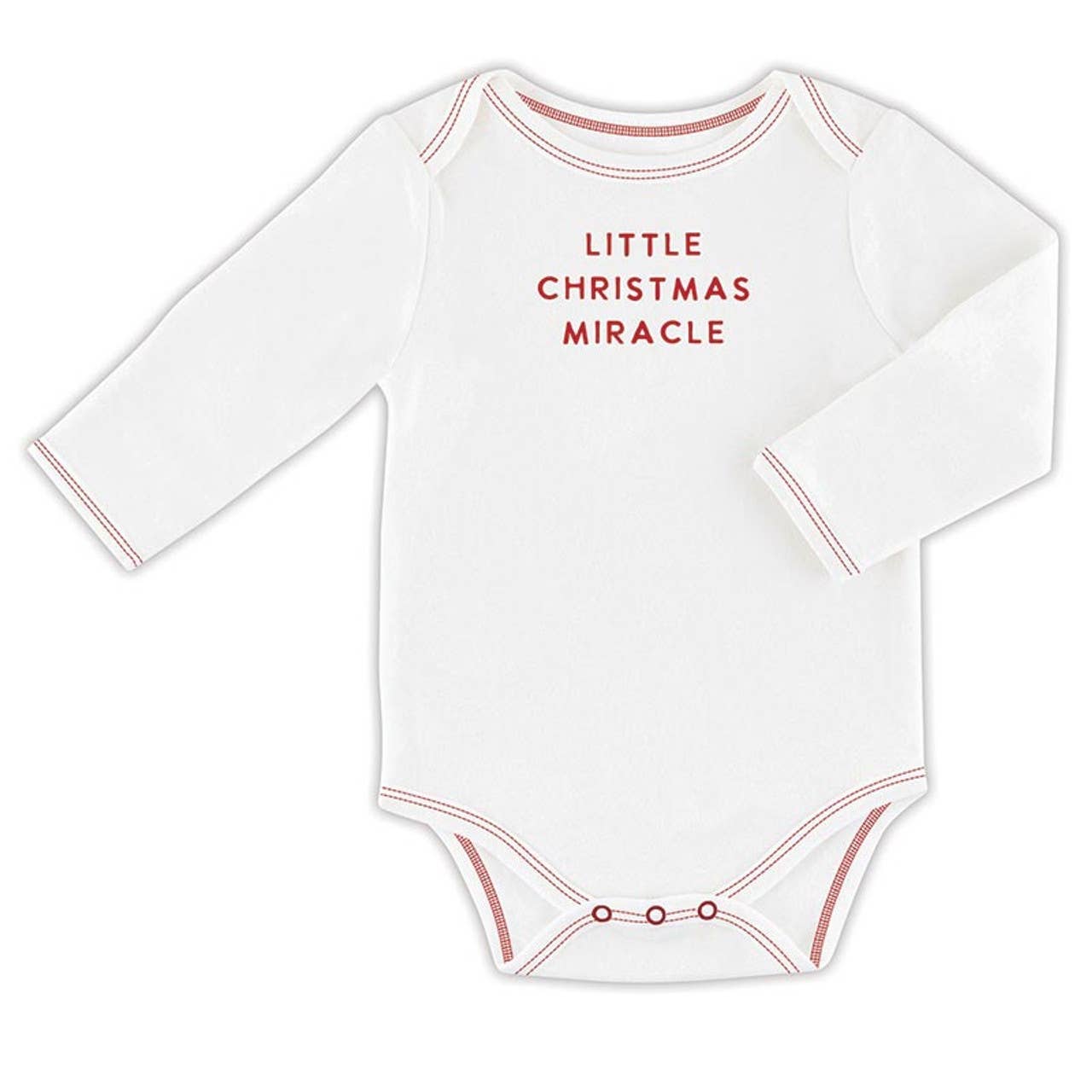 Long Sleeve Snapshirt - Little Christmas Miracle 3: Machine Wash Cold. Tumble Dry Low. / 95% Cotton 5% Spandex / 0-3M