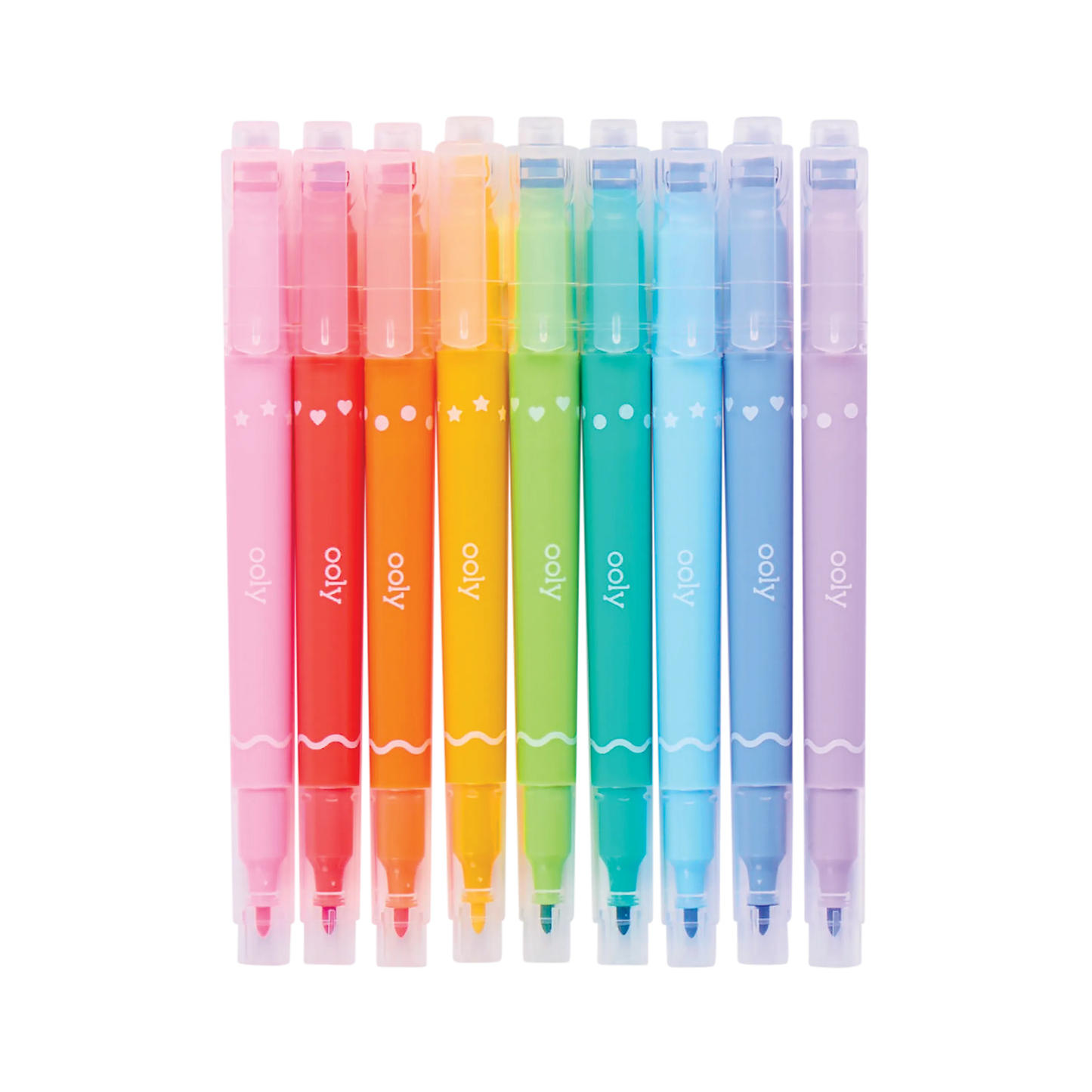Confetti Stamp Double-Ended Markers - Set of 9