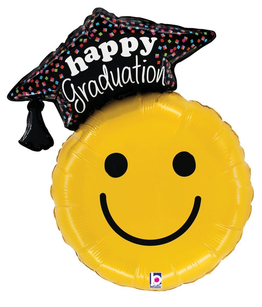 Graduation Smiley Foil Balloon - 26"