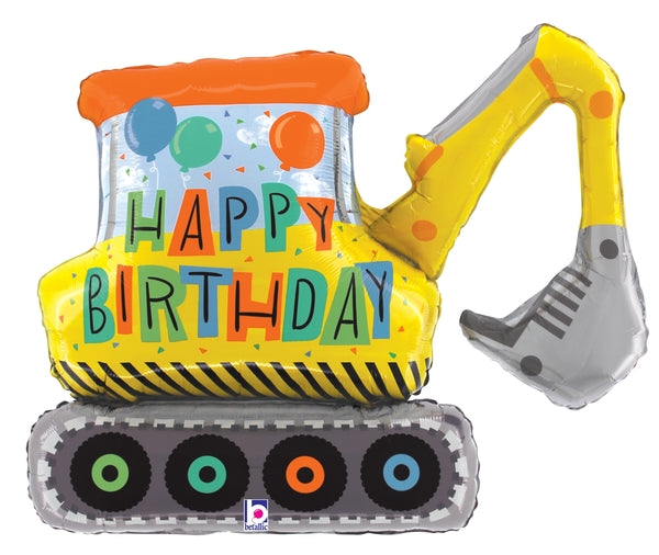 Shape Birthday Construction Excavator Foil Balloon - 31"