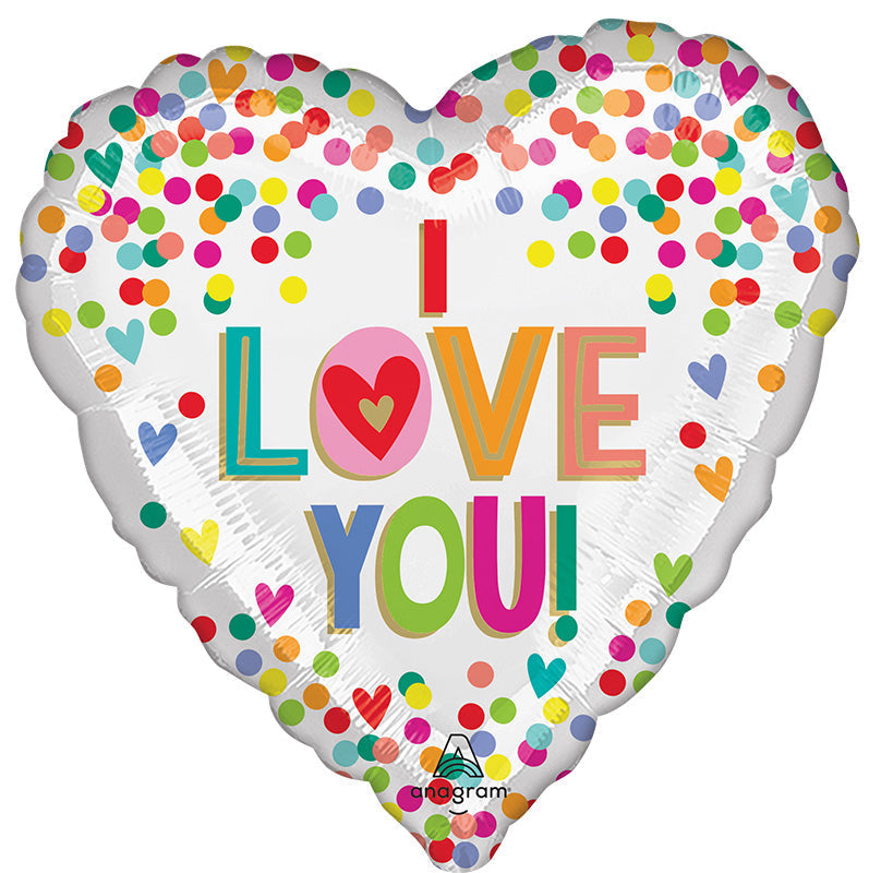 I Love You Rainbow Dots Foil Balloon - 18"