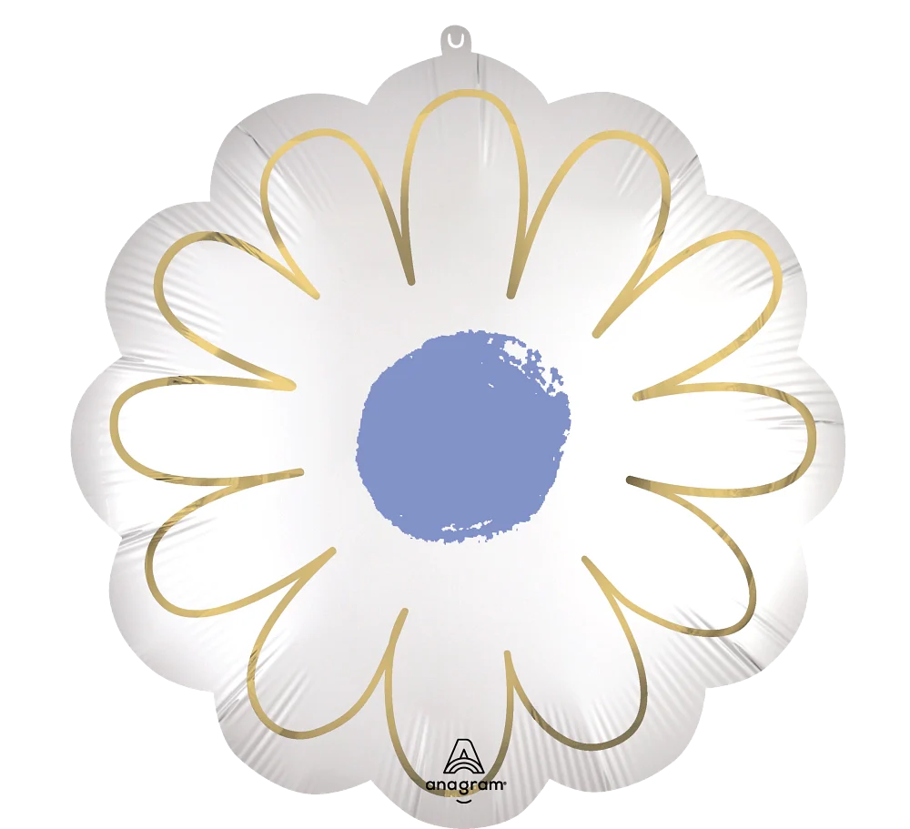 White Purple Daisy Foil Balloon - 21"