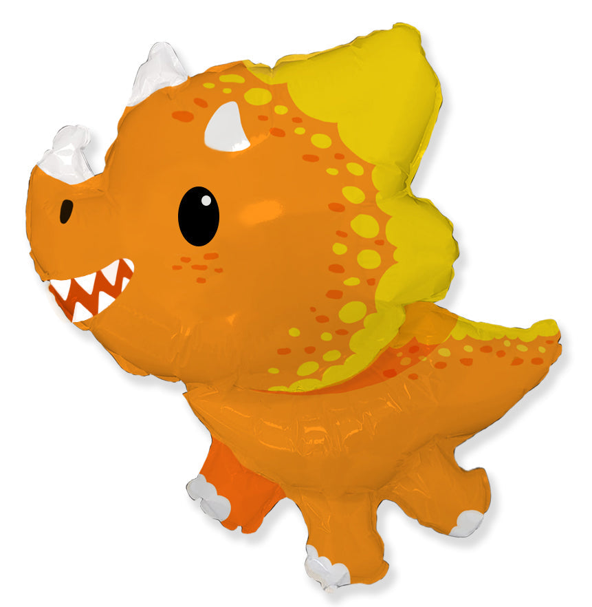 Orange Baby Triceratops Foil Balloon - 34"