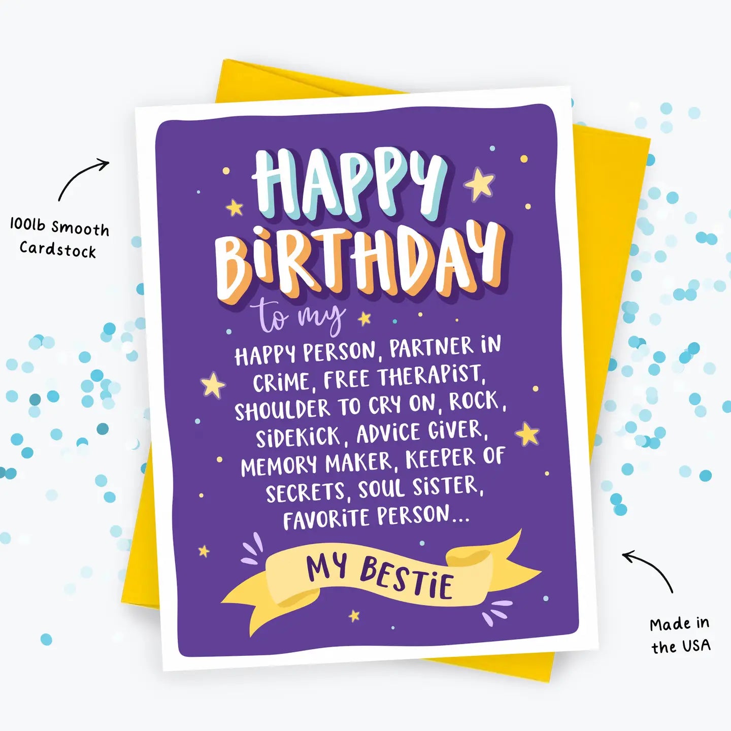 To Best Friend, Bestie - Birthday Greeting Card