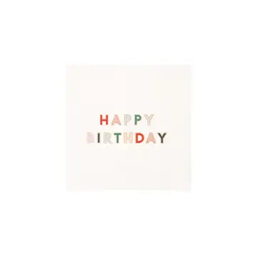 Blanc White Signature Happy Birthday Cocktail Napkins