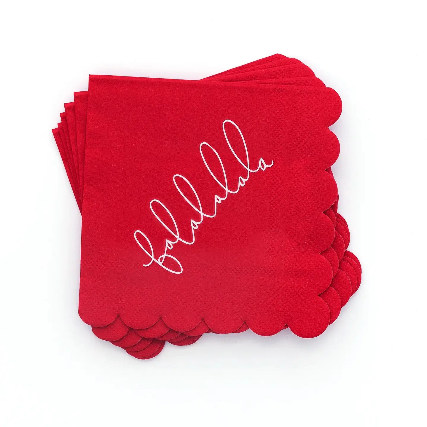 Cocktail Napkin, Red Scalloped Falalala