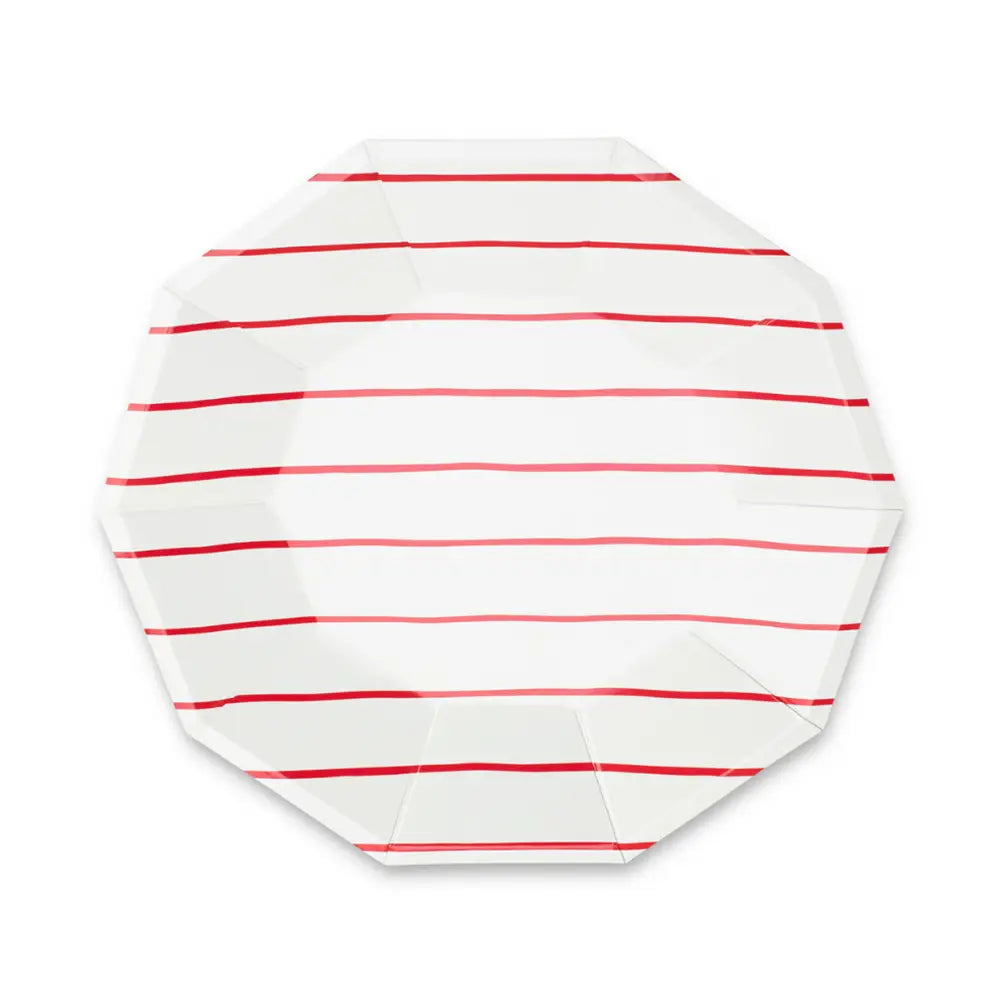 Frenchie Striped Small Plates - Red