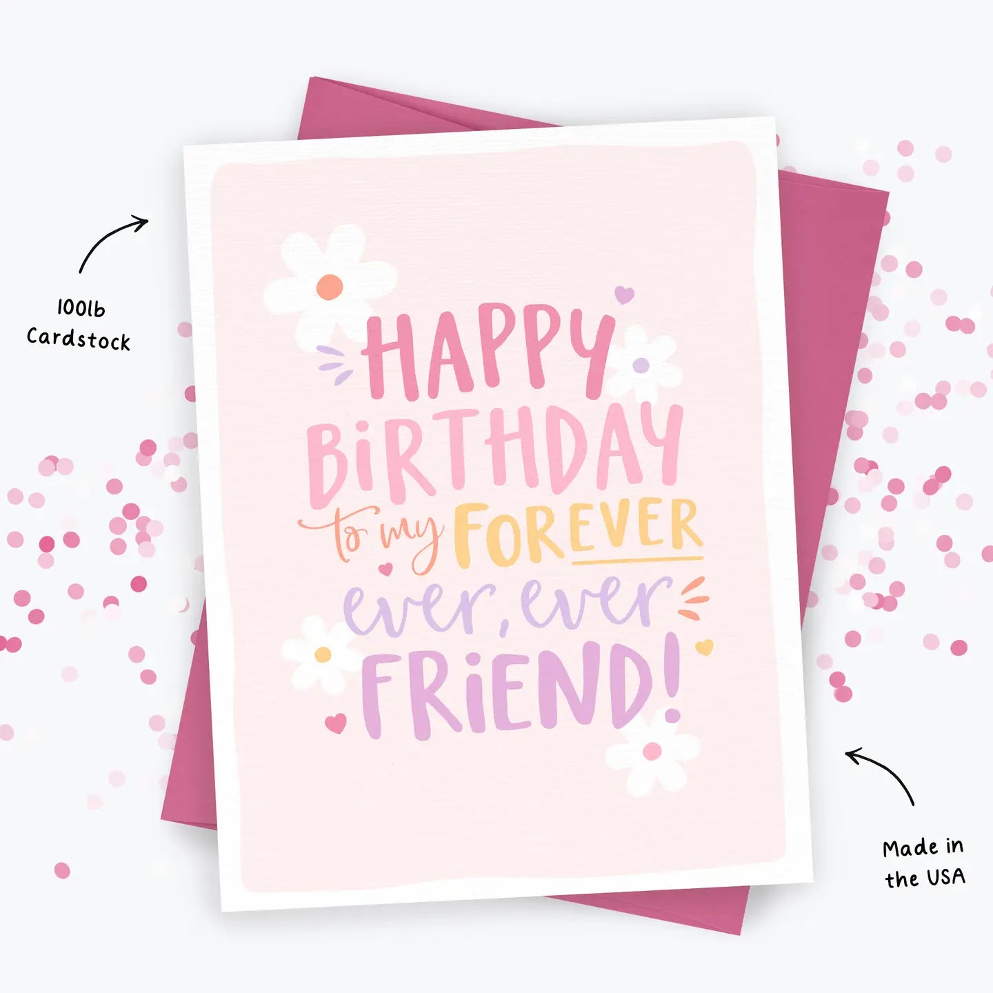 Friend Birthday Card, Best Friend, Forever Bestie Colorful