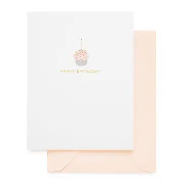 Happy Birthday Cupcake Foil Printed Greeting Card
