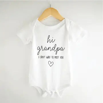 Hi Grandpa I Can't Wait to Meet You - Baby Announcement Onesie