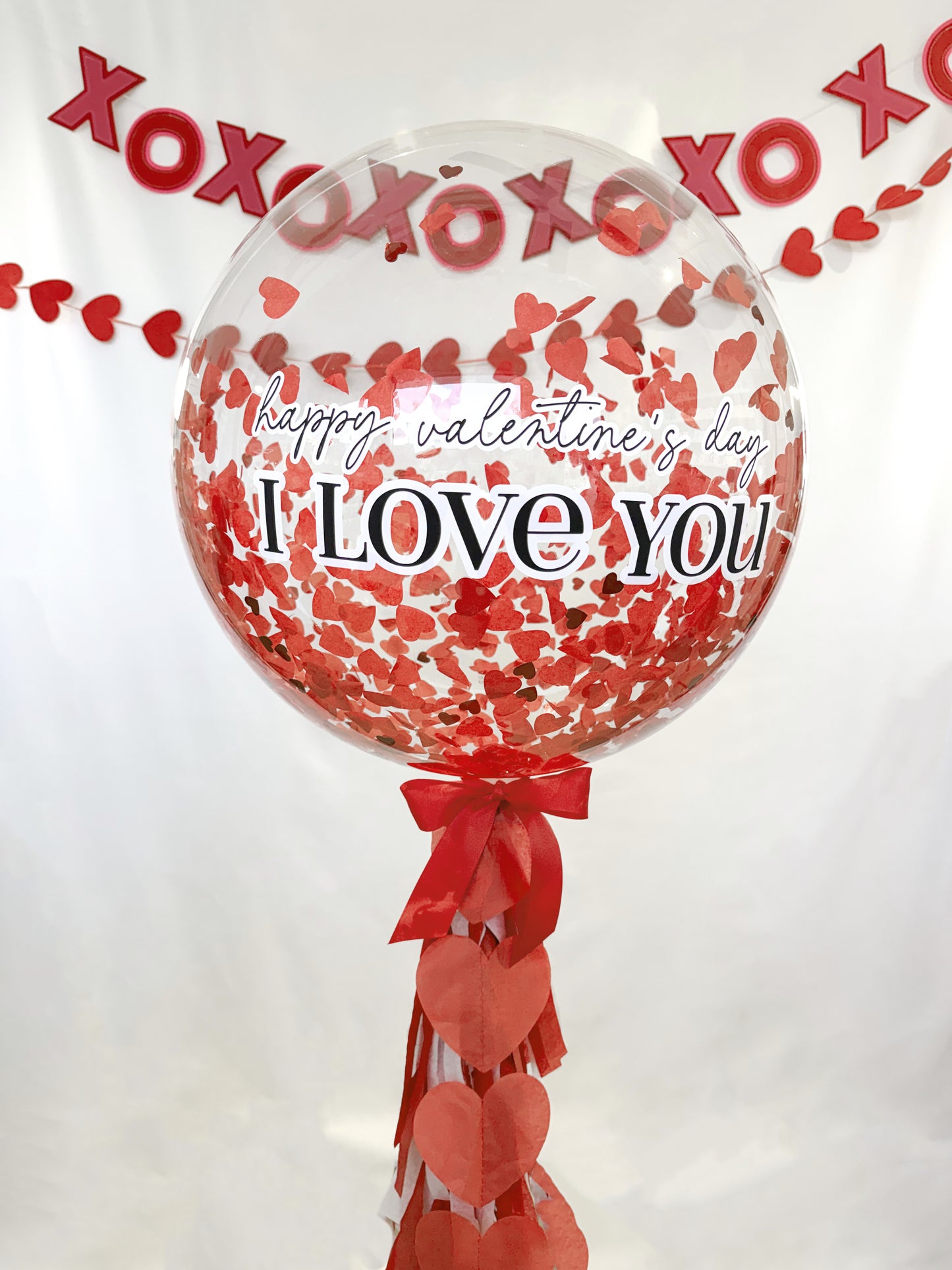Red Hearts Confetti Balloon
