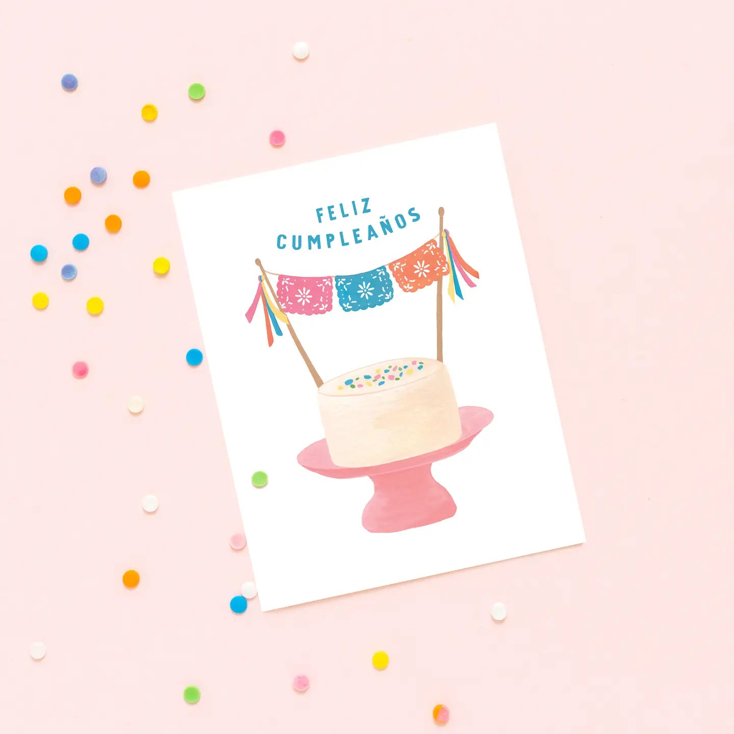 Papel Picado Birthday Cake - Feliz Cumpleanos Card