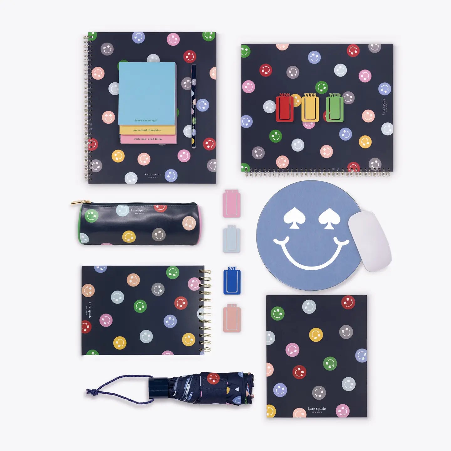 Round Pencil Case, Spade Smiley