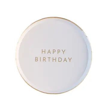 White & Gold Signature Happy Birthday Small Plates