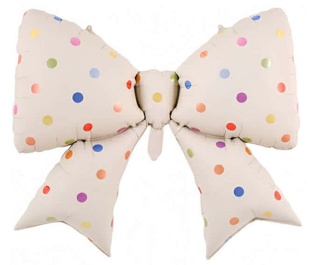 Cream Bow with Multi Dots - 39"