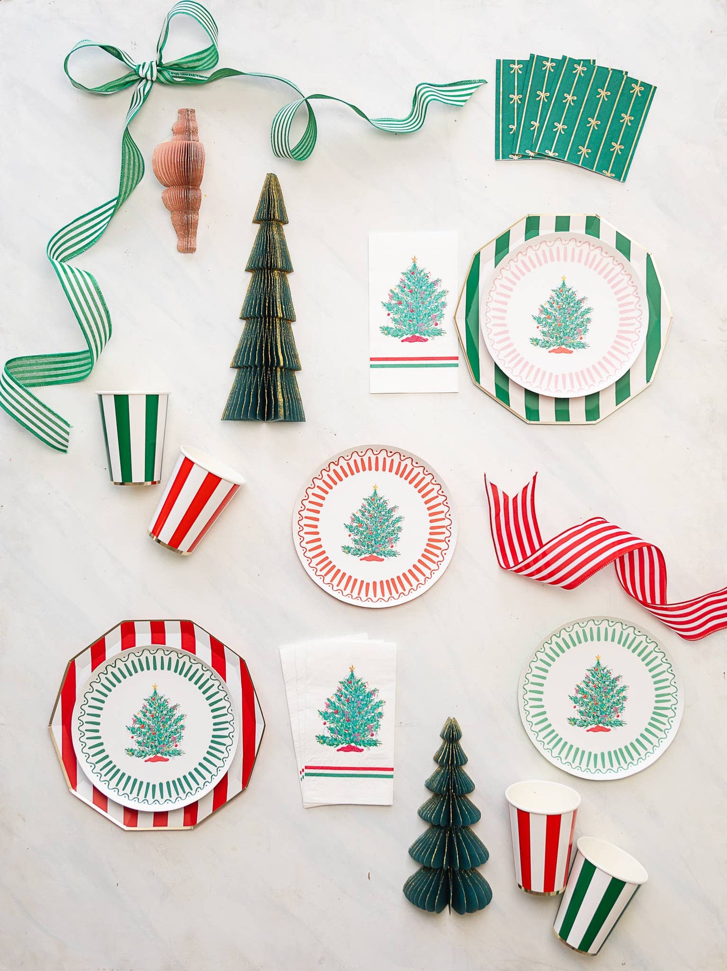 Emerald Green Cabana Stripe Plates