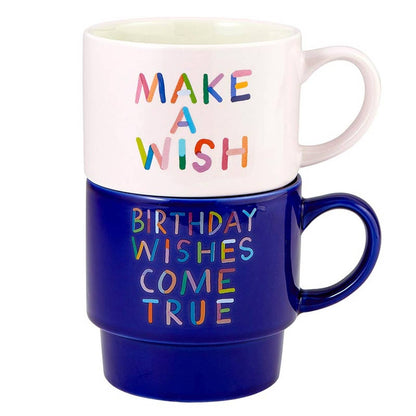 Stkng Mugs Set-Make A Wish S/2: 14 oz
