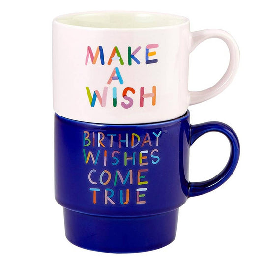 Stkng Mugs Set-Make A Wish S/2: 14 oz