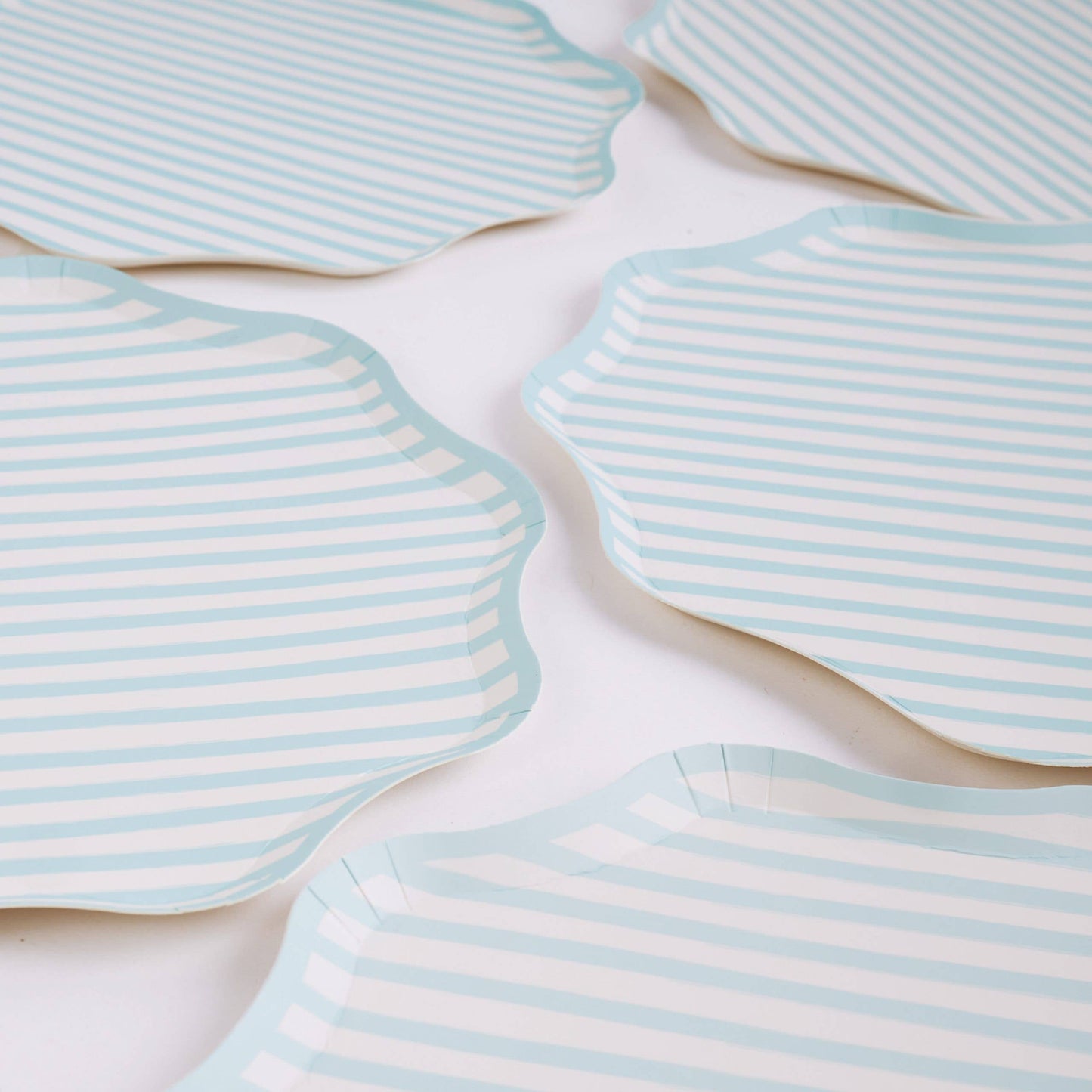 Teal and White Stripe Large Plates