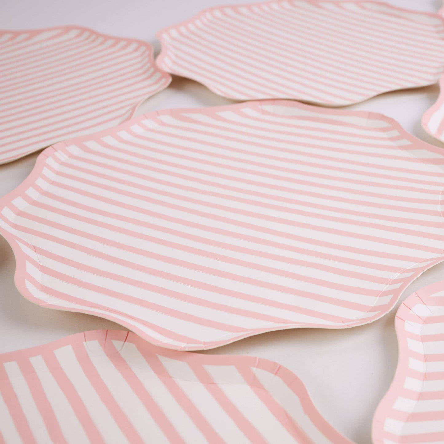 Pink and White Stripe Large Plates