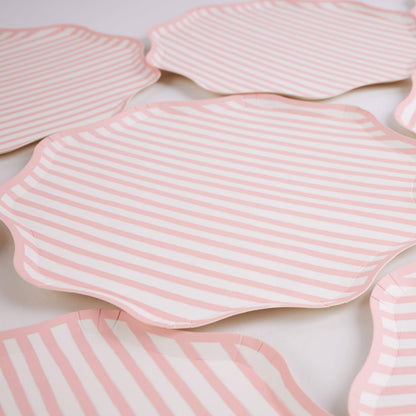 Pink and White Stripe Large Plates