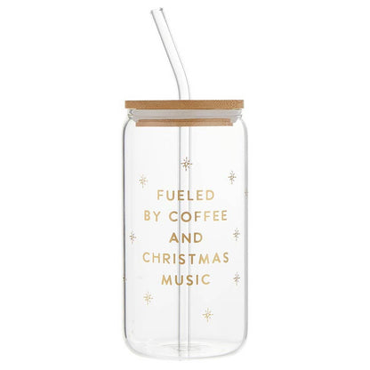 Fueled By Coffee - 16oz Glass Tumbler