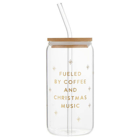 Fueled By Coffee - 16oz Glass Tumbler