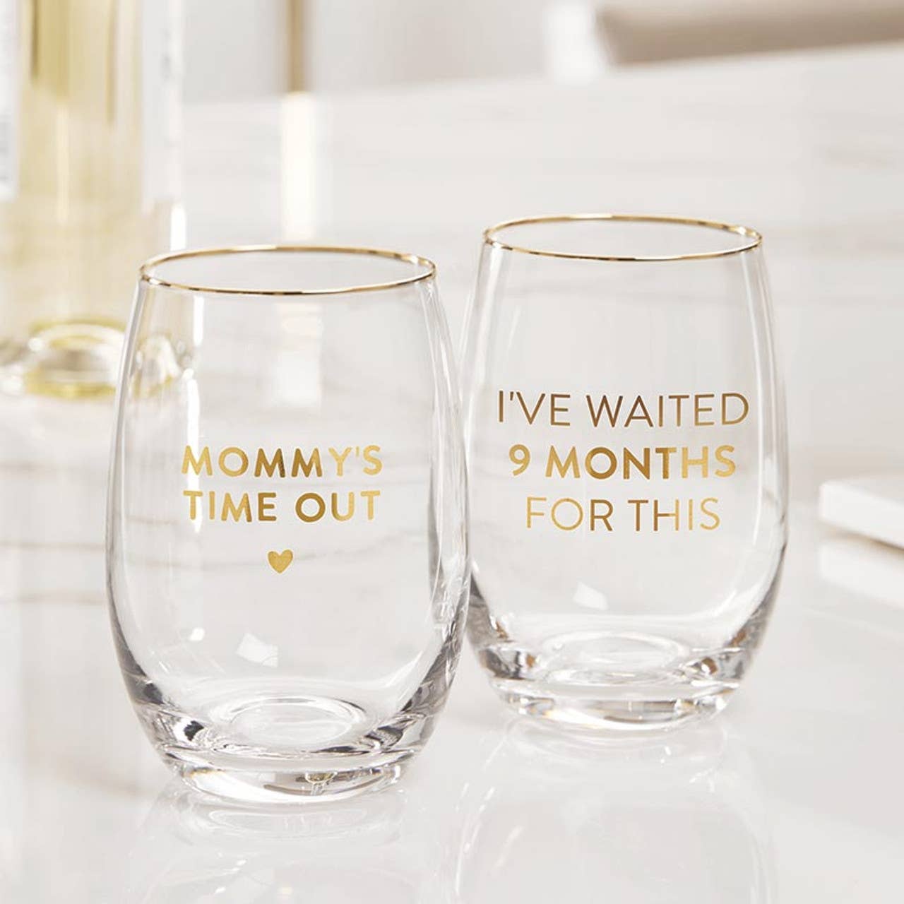 Wine Glass - I've Waited 9 Months For This: Hand Wash Only / Glass / 4.5" H, 17 oz