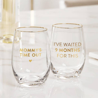 Wine Glass - I've Waited 9 Months For This: Hand Wash Only / Glass / 4.5" H, 17 oz