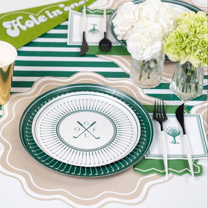 Dark Green Striped Table Runners