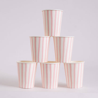 Pink and White Stripe Cups