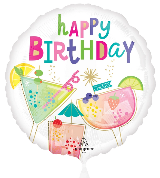 Cocktail Surprise Round Balloon (17")