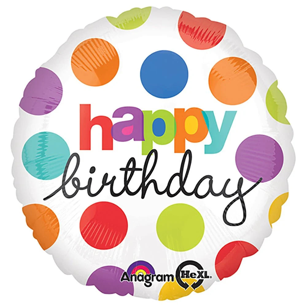 Polka Dot Birthday Balloon - 18"