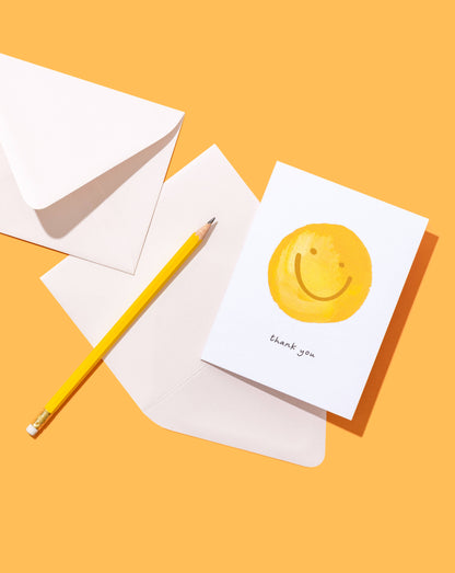 Yellow Smiley Thank You Greeting Card