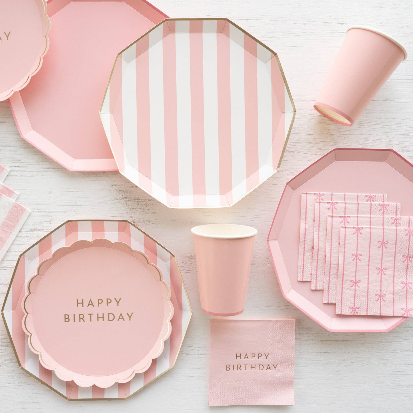 Petal Pink Signature Cabana Stripe Plates