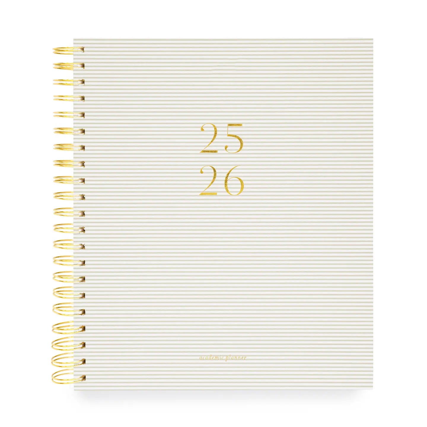 2025-2026 Large Khaki Stripe Weekly Spiral Academic Planner
