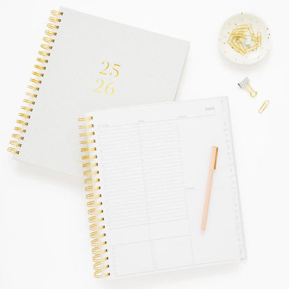 2025-2026 Large Khaki Stripe Weekly Spiral Academic Planner