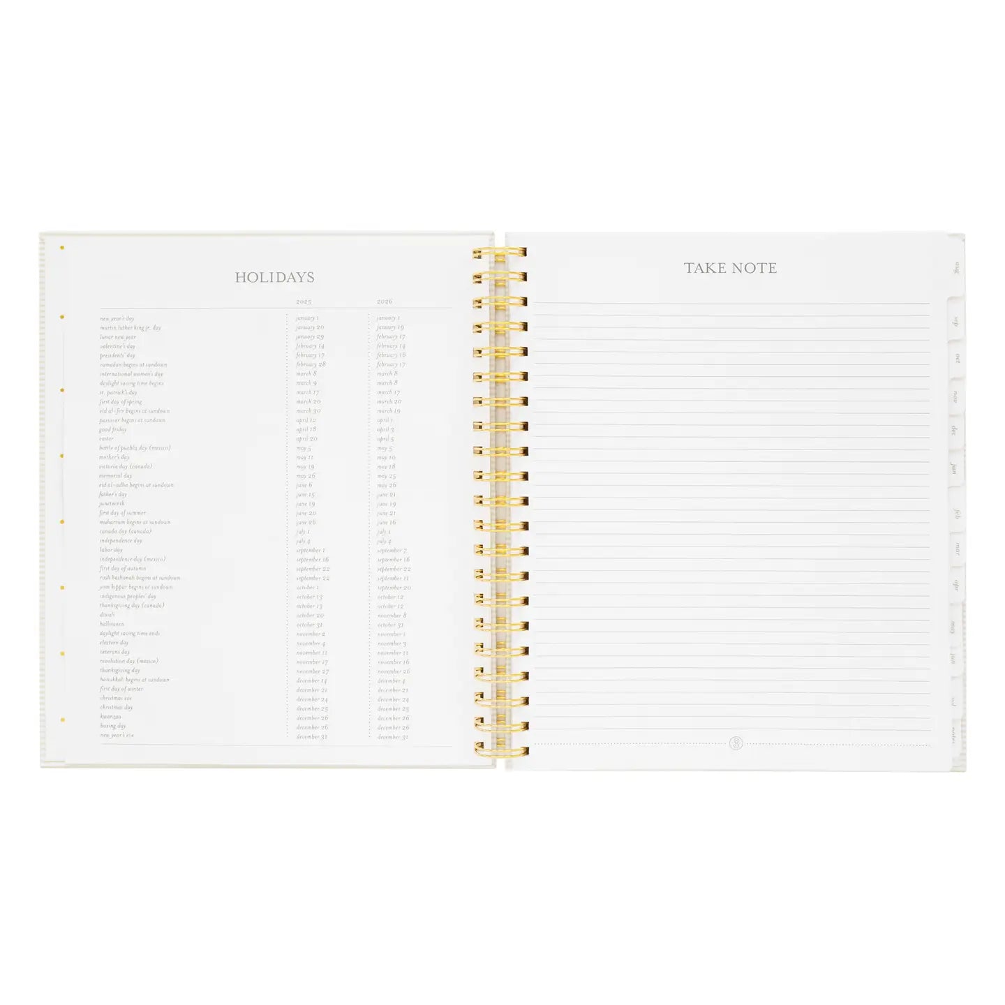 2025-2026 Large Khaki Stripe Weekly Spiral Academic Planner