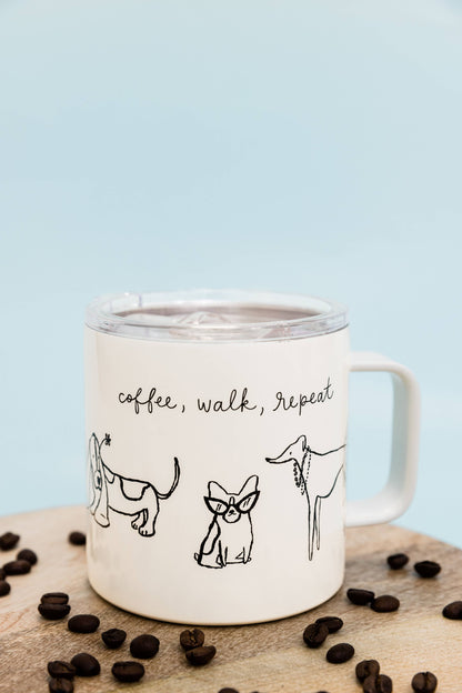 Stainless Steel Coffee Mug, Dog Party