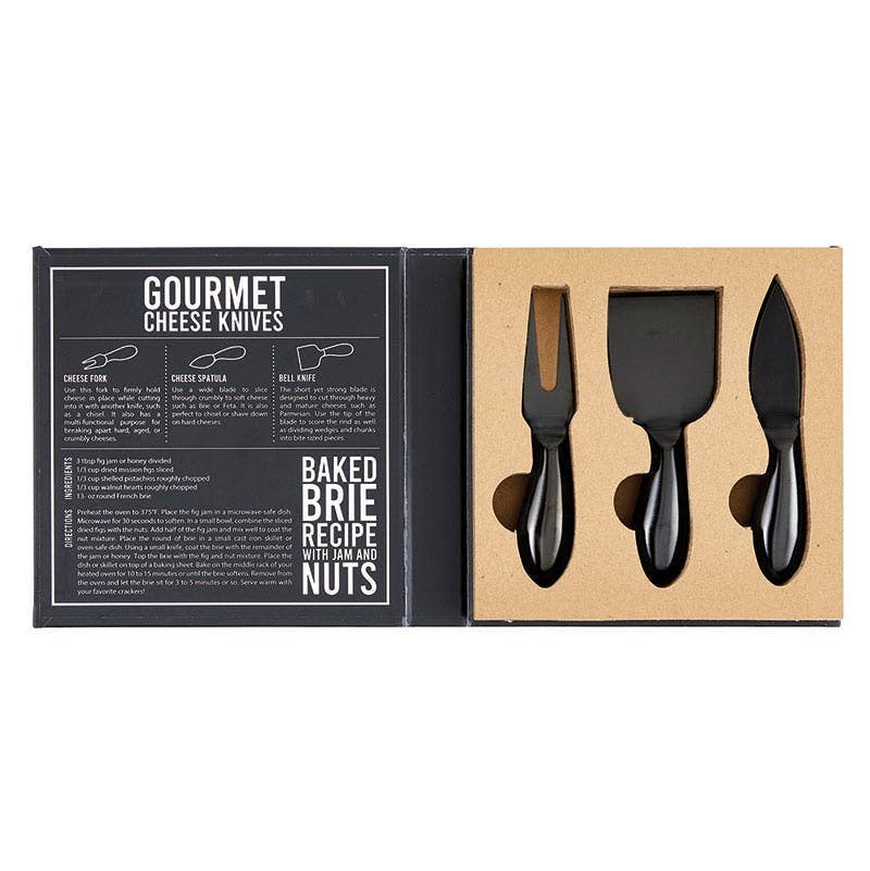 Matte Black Cheese Knives Book Box