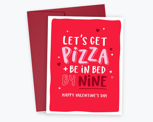 Funny Valentines Card, Pizza and Bed by 9