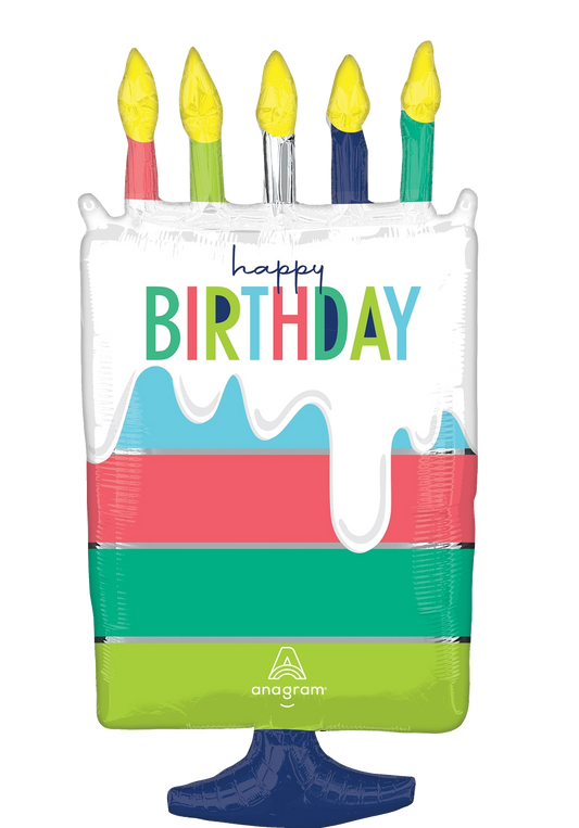 Modern Birthday Cake Foil Balloon (30")