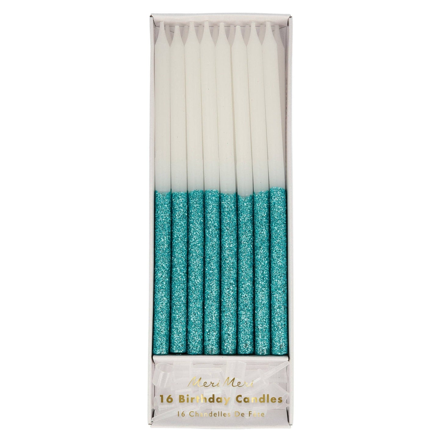 Blue Glitter Dipped Candles